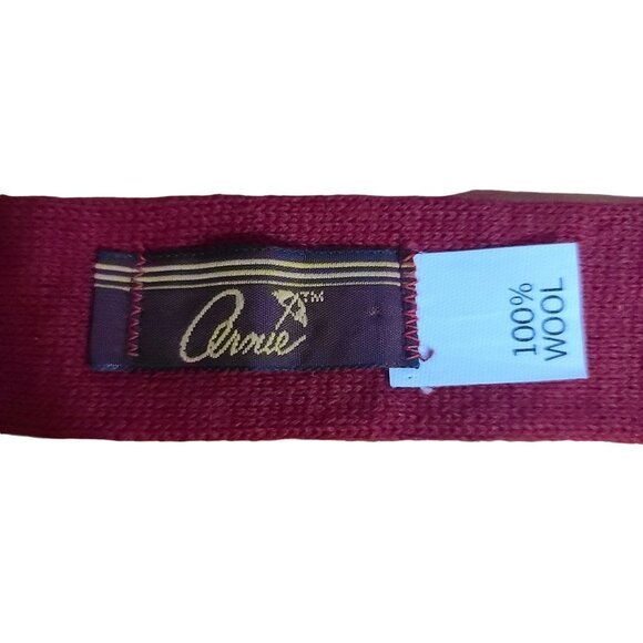 Arnie 100% wool skinny Tie red burgundy - Picture 2 of 4